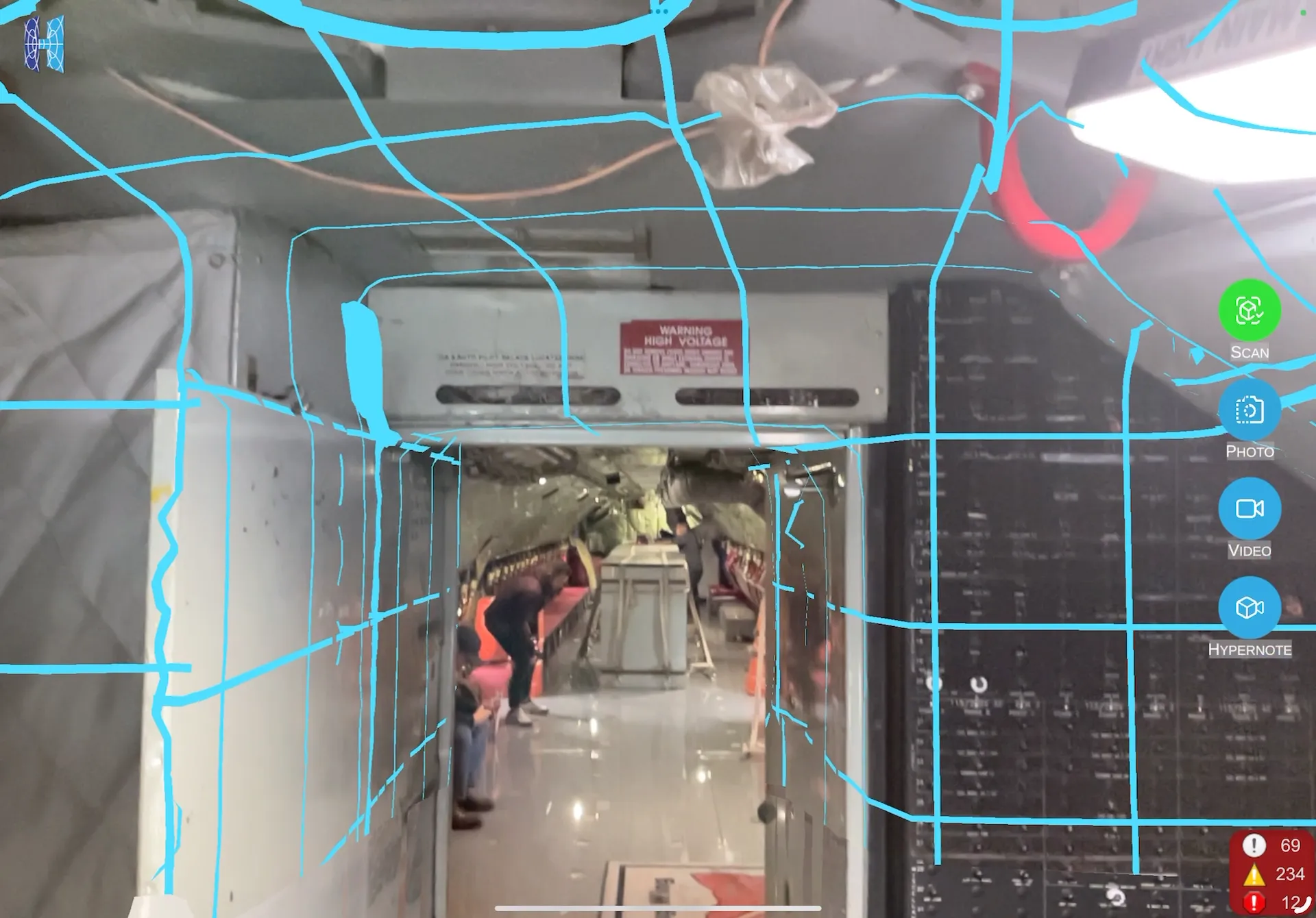 A 3D scan of an aircraft interior